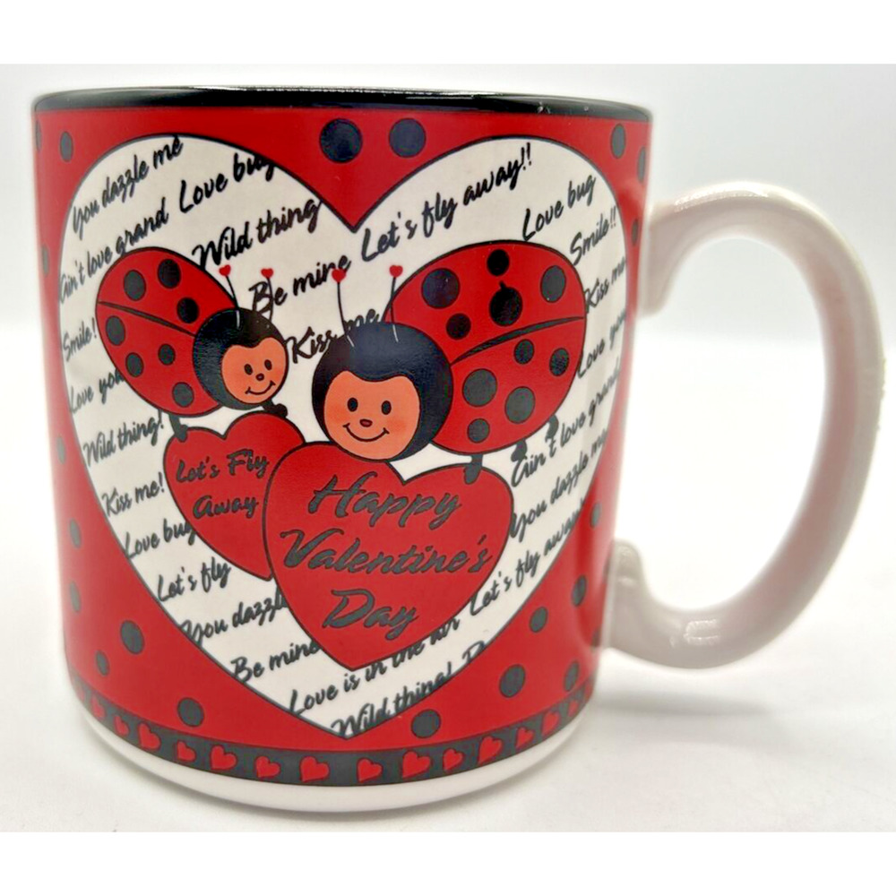 Flowers Inc. Happy Valentine's Day Let's Fly Away Ladybug Mug‎ U237